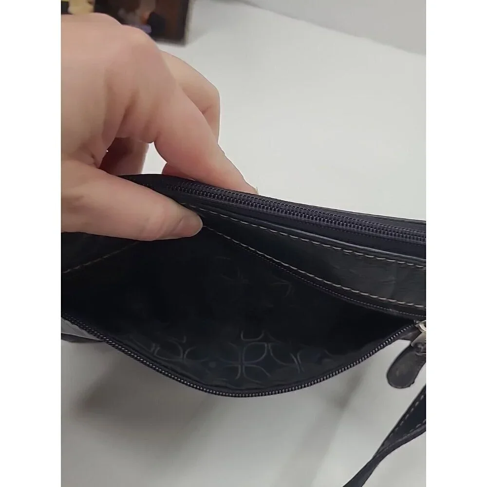 Fossil Black Pebbled Leather Crossbody Purse Adjustable Strap